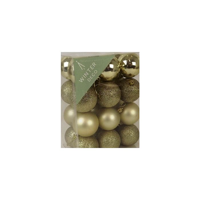 Champagne Shatterproof Baubles (6cm) (24 pieces)
