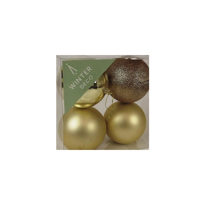 Champagne Shatterproof Baubles (10cm) (4 pieces)