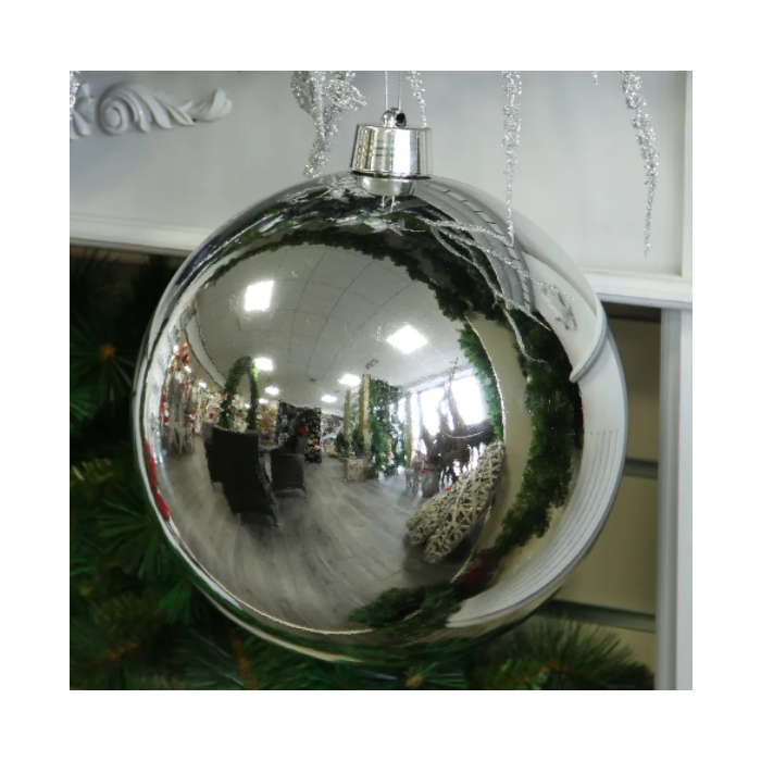 Silver Shiny Shatterproof Bauble (x1) (30cm)