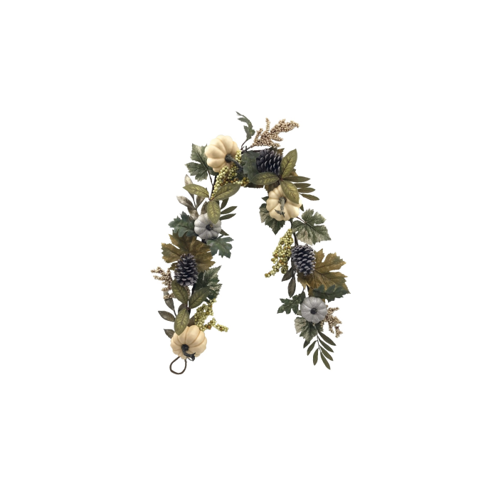 150cm Cream/Green Pumpkin Foliage Garland