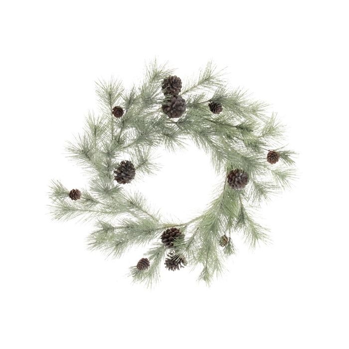 Glittered Spruce Wreath W/Pine Cones (65cm)