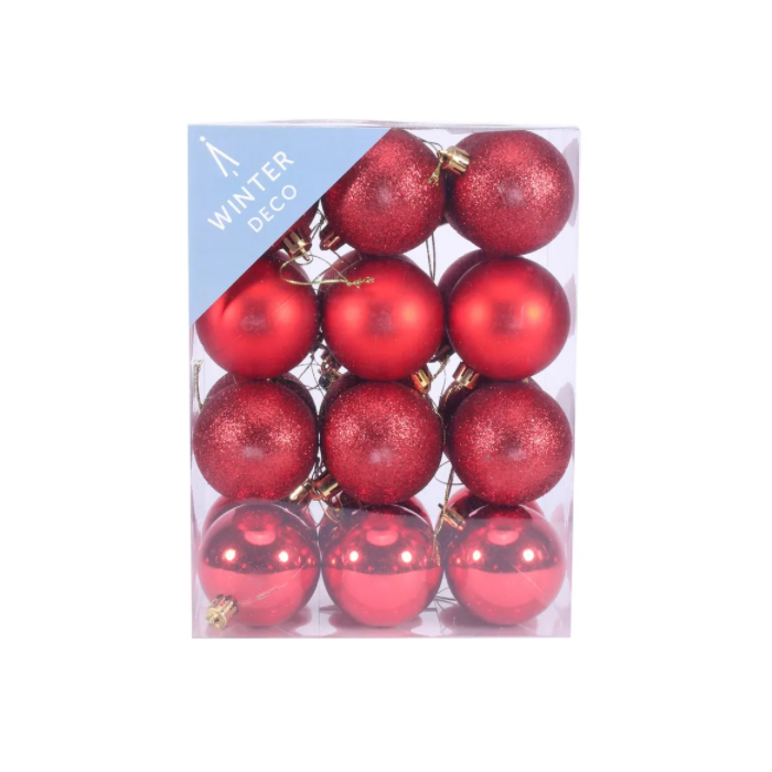 Red Shatterproof Baubles (6cm) (24 pieces)