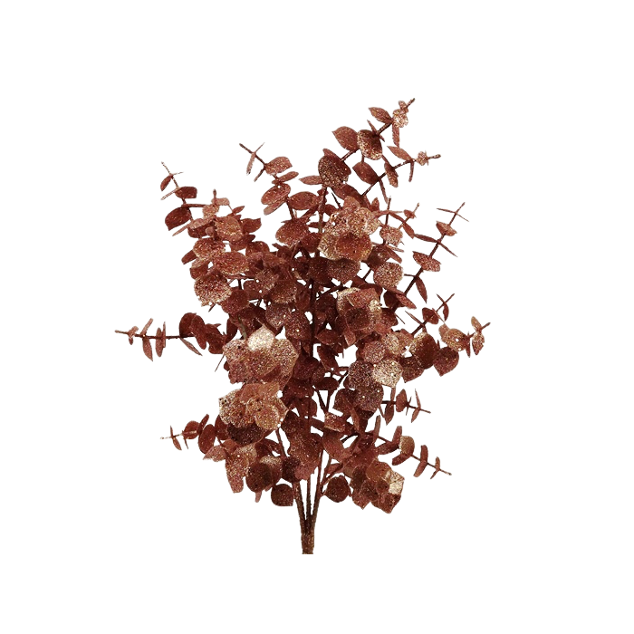 Glittered Eucalyptus Bush 55cm Rose Gold