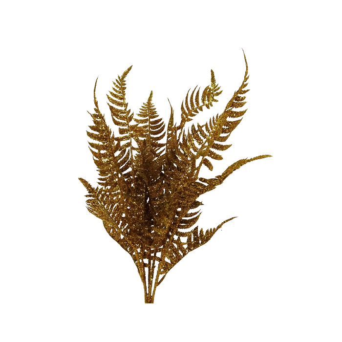 Glittered Fern Bush 60cm Gold