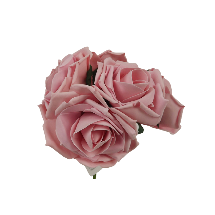 Large Cottage Foam Rose 8cm x 5 Heads Vintage Pink