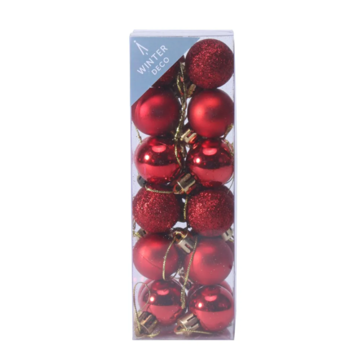 Red Shatterproof Baubles (3cm) (24 pieces)