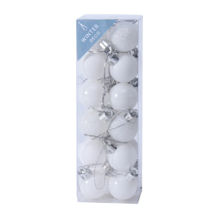 White Shatterproof Baubles (3cm) (24 pieces)