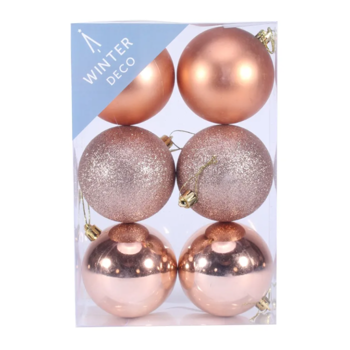 Champagne Shatterproof Baubles (8cm) (6 pieces)