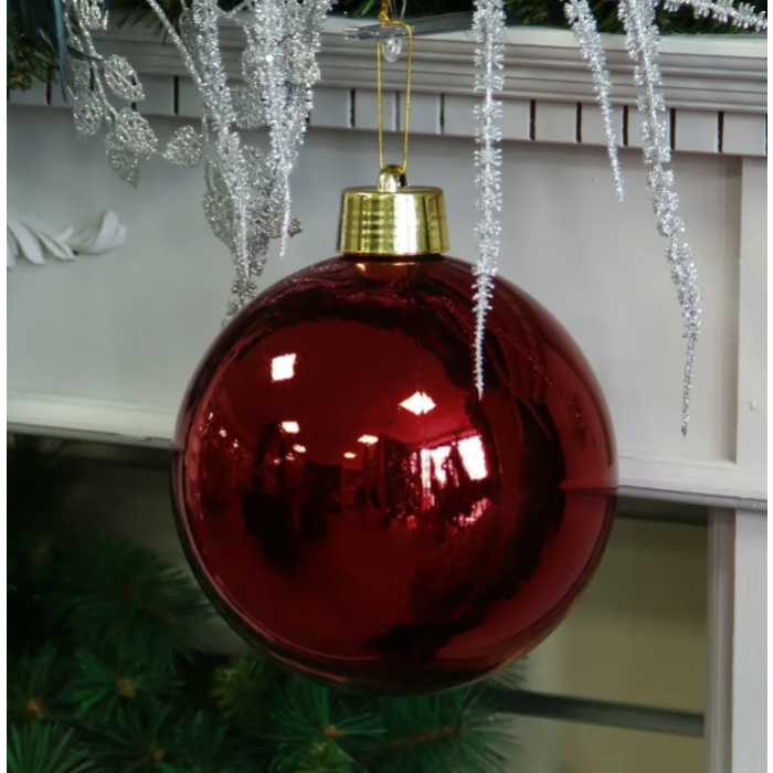Burgundy Shiny Shatterproof Bauble (x1) (20cm)