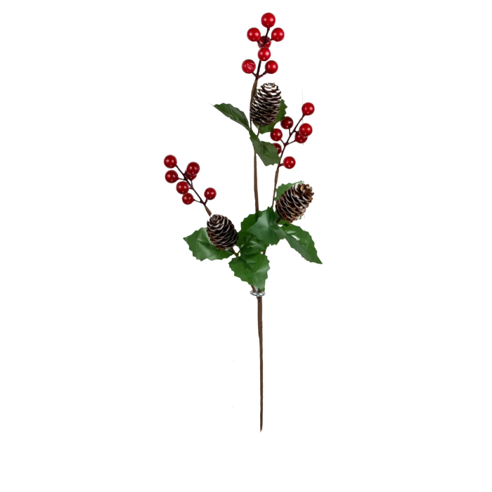Single Berry/Pinecone Stem 58cm