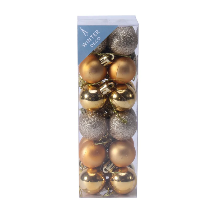 Gold Shatterproof Baubles (3cm) (24 pieces)