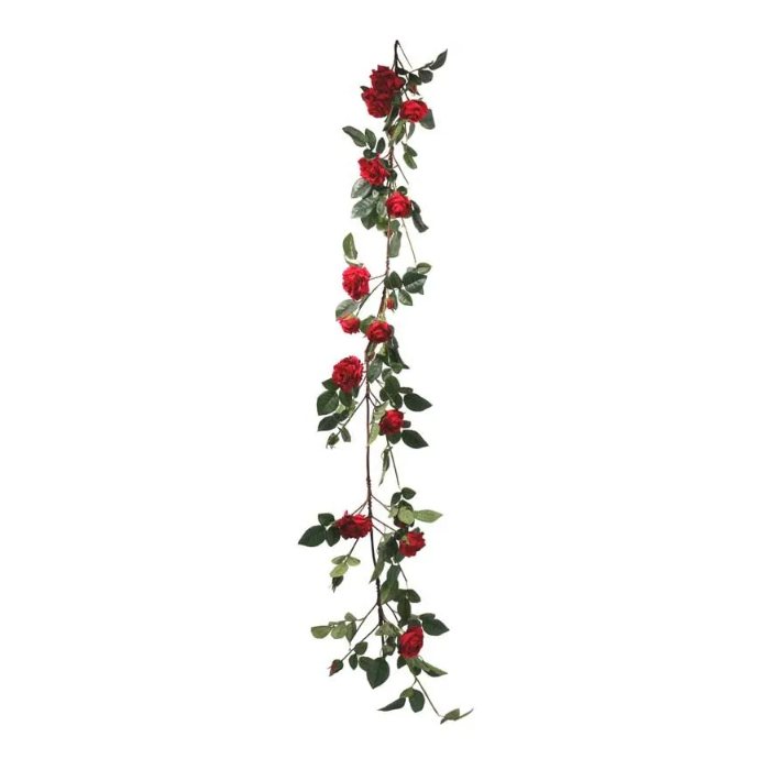 1.8M Luxury Rose Garland Red W/13 Heads