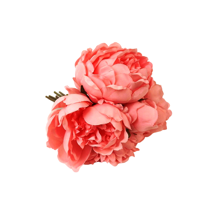 28cm Mid Coral Peony Posy