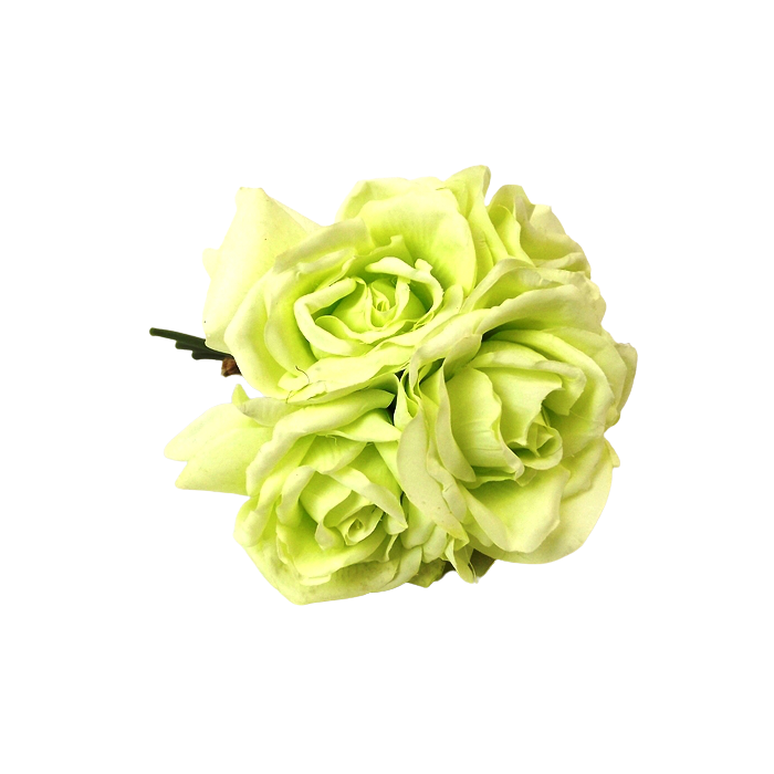 27cm Green Open Rose Posy x 5 Heads