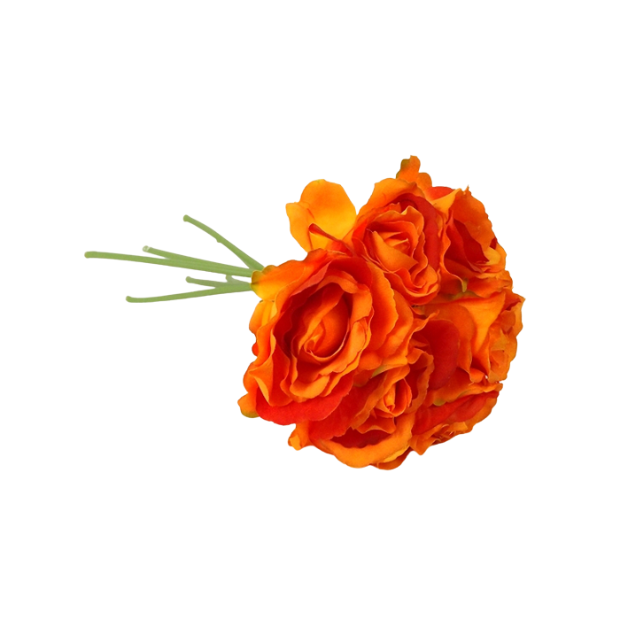 26cm Orange Open Rose Hand Tied x 7 Heads