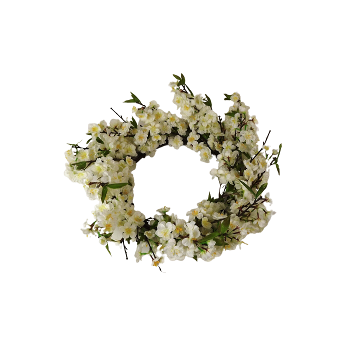 24" Cherry Blossom Wreath Cream