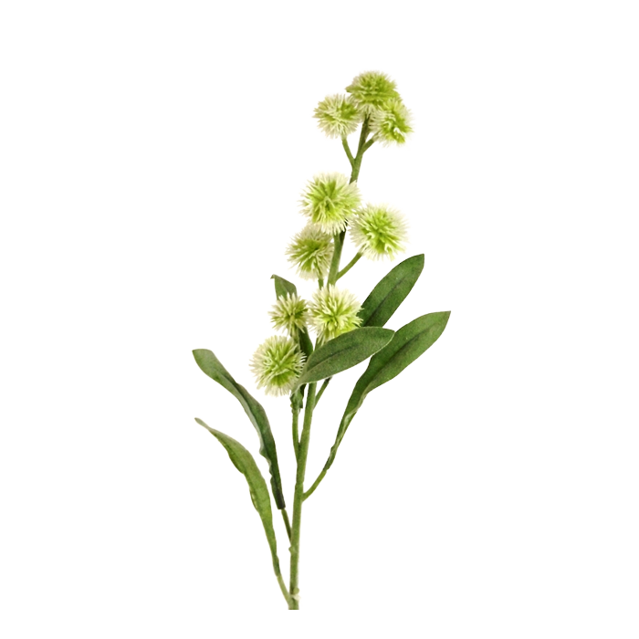 78cm Flocked Pom Pom Spray White/Green