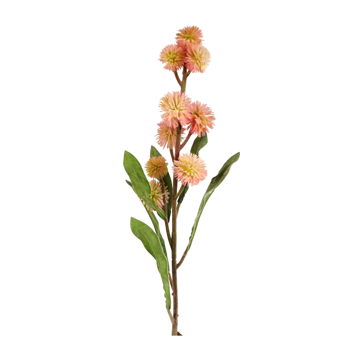 78cm Flocked Pom Pom Spray Pink