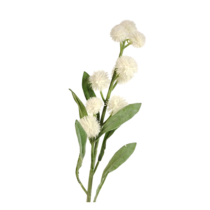 78cm Flocked Pom Pom Spray White