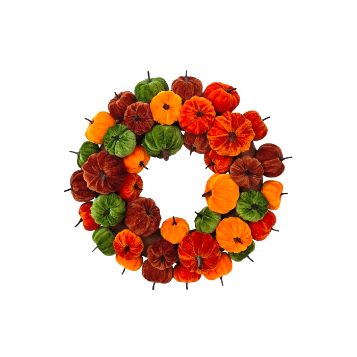 Velvet Pumpkin Wreath 46cm