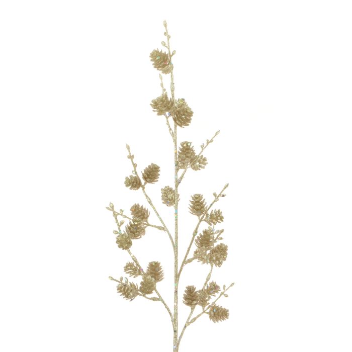 Sparkle Pine Cone Spray 75cm Platinum