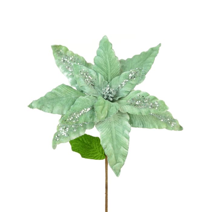 Lux Velvet Giant Poinsettia 62cm Green