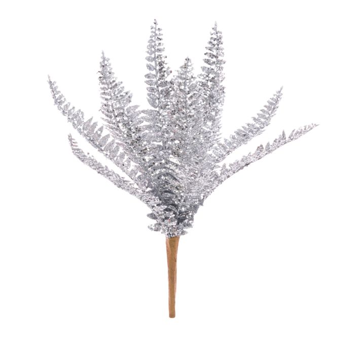 Glittered Boston Fern 29cm Silver