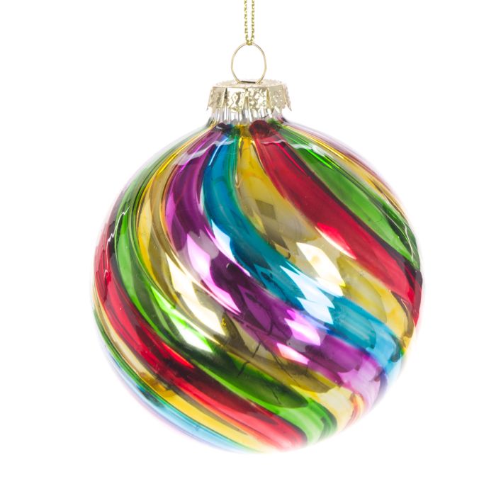 GLASS Rainbow Bauble 8cm