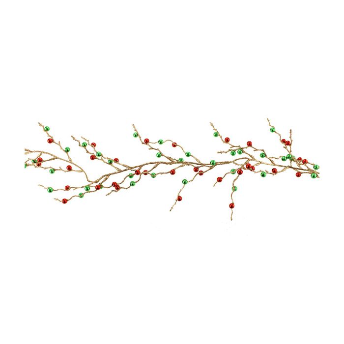 167cm Glittered Bead Garland Green/Red