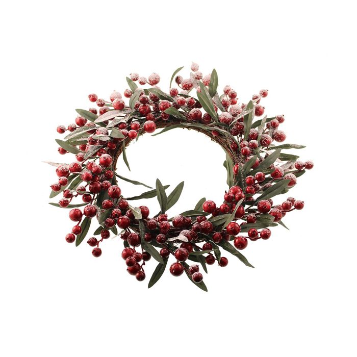 55cm Snowy Cranberry Gum Wreath (WR) Snowy