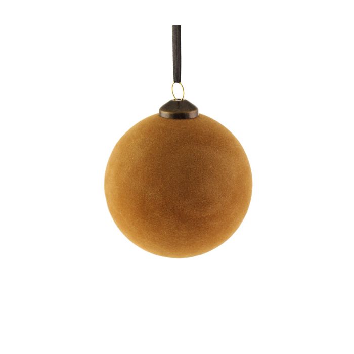 8cm Flocked Hanging Ball Copper