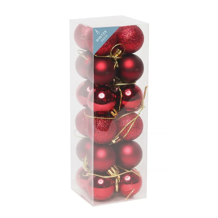 Burgundy Shatterproof Baubles (3cm) (24 pieces)