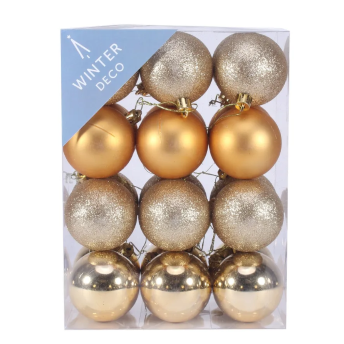 Gold Shatterproof Baubles (6cm) (24 pieces)