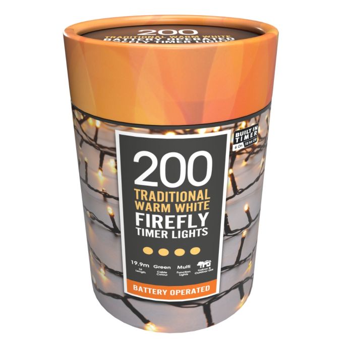 200 Bo Timer Firefly Lights - Warm White
