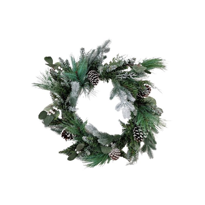 Snowy Spruce Wreath with Pinecones (60cm diameter)