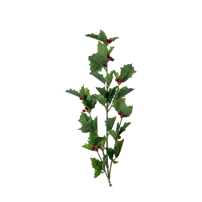 Real Touch Holly Spray - Green (75cm long)