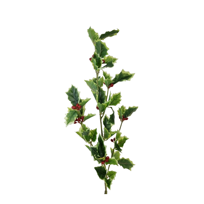 Real Touch Holly Spray - Variegated (75cm long)