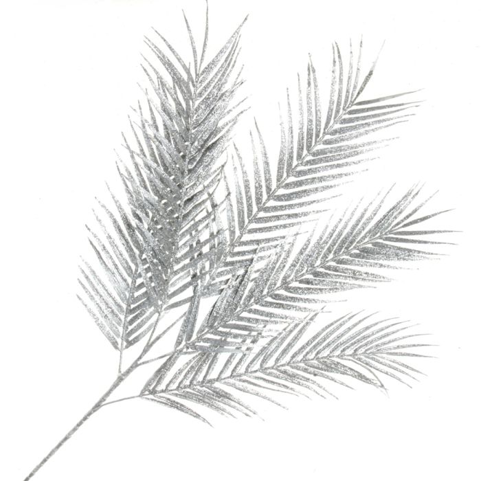 Glittered Areca Palm Branch - Silver (70cm long)