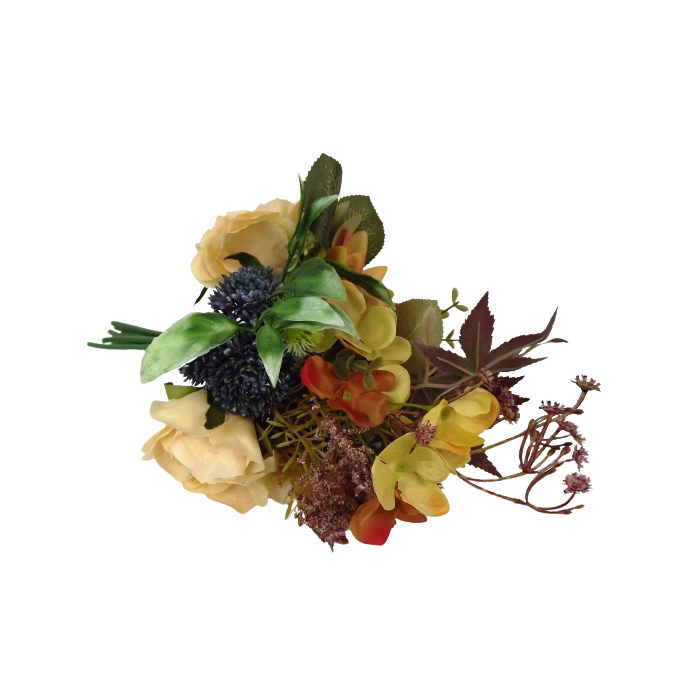 Autumn Rose Bunch with Mixed Foliage - Orange, Brown & Blue