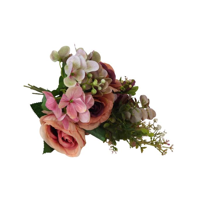 Autumn Rose Bunch with Mixed Foliage - Pink, Anitque Mauve &