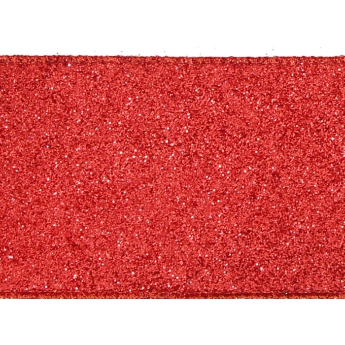 Eleganza Sparkle Wired Edge Ribbon 63mm x 9.1m Red