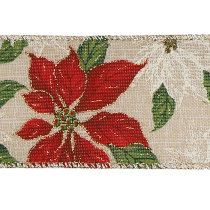 Eleganza Wired Glitter Poinsettia 63mm x 9.1m