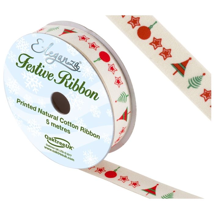 Eleganza Natural Cotton Merry Decoration 15mm x 5m