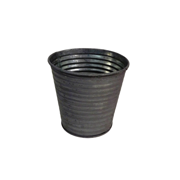 Antique Ribbed Zinc Pot 11 x 8 x 10cm
