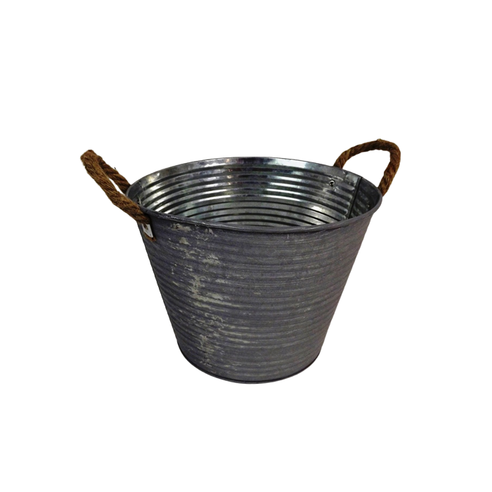 Antique Ribbed Zinc Pot 20.5 x 15 x 16.5cm