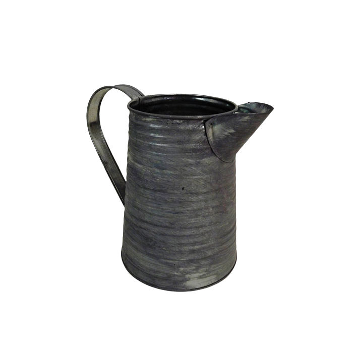 Antique Ribbed Zinc Jug 10 x 11 x 16cm