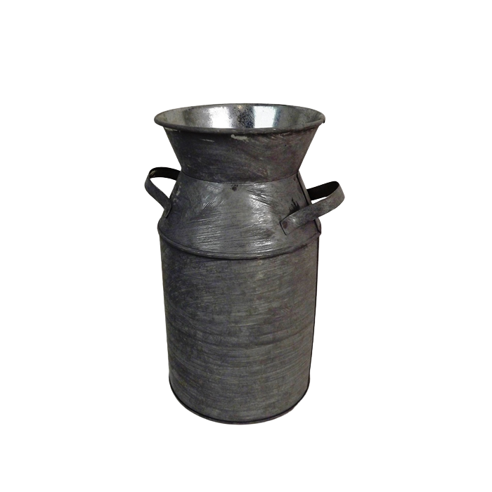 Antique Ribbed Zinc Churn 19.5 x 11 x 18.5cm