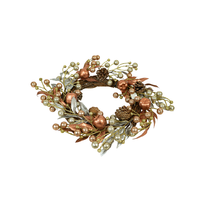 Champagne Pinecone/Apple Wreath 45cm