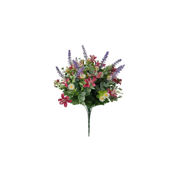 36cm Daisy/Lavender/Blossom Bouquet Dark Pink