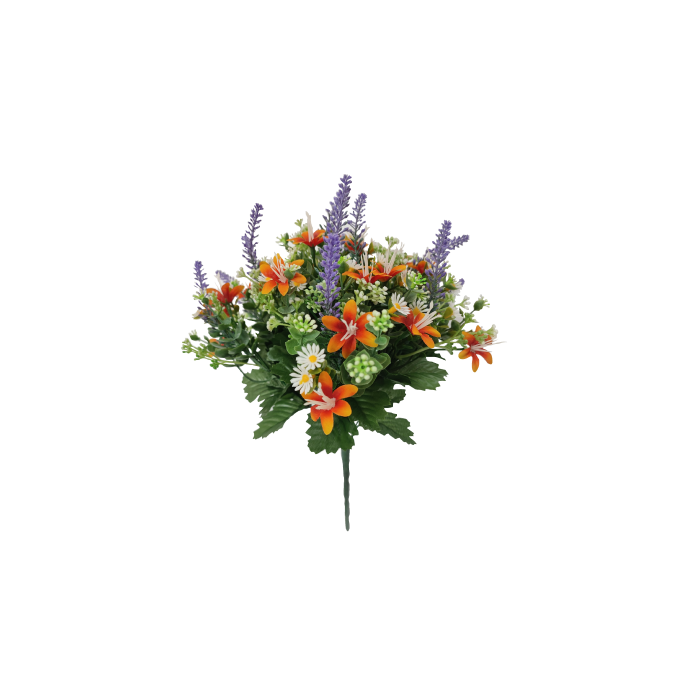 36cm Daisy/Lavender/Blossom Bouquet Orange